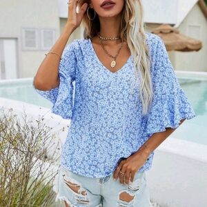 Blue Floral Women's Top